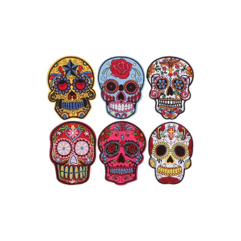 VILLCASE 6 Unidades Parches de Calavera, Apliques de Costura
