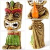 MIBUNG 13" Tall Solar Torch Tiki Garden Statue, Resin Large