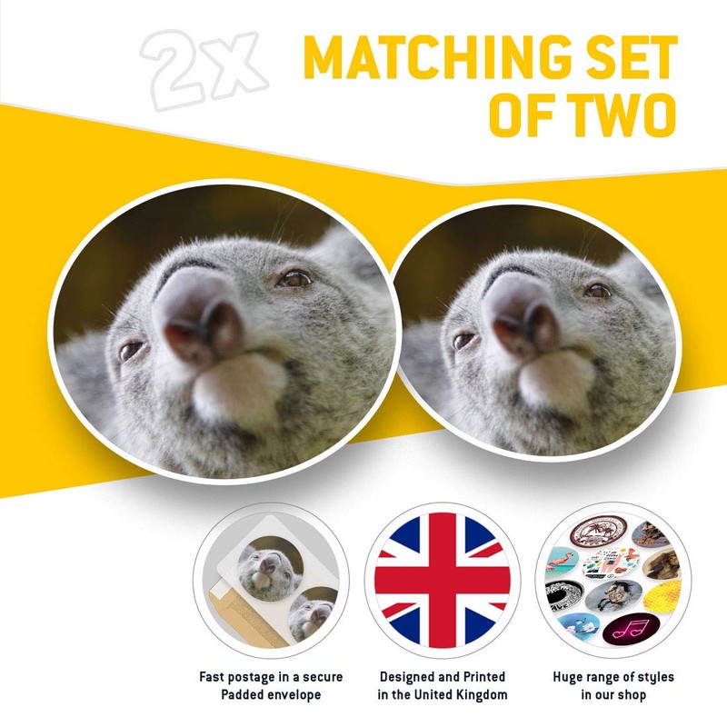 Vinyl Stickers (Set of 2) 7.5cm - Koala Bear Close