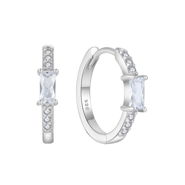 Inpasne Simulated Diamond Huggie Hoop Earrings for Women 925 Sterling