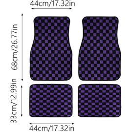 Juego de 4 alfombrillas a cuadros para coche, ajuste universal, a cuadros, con respaldo antideslizante, alfombrillas para todo tipo de clima, para coches, SUV, camiones, furgonetas, juego completo
