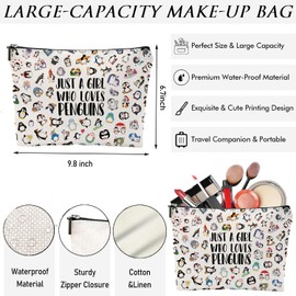 Penguin Gifts Makeup Bag for Women, Penguin Cosmetic Bags for Penguin Lover Friendship Birthday Gifts for Women Gift for Animal Lover Just A Girl Who Loves Penguins Christmas Gifts