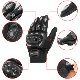 Seektop Motorcycle Gloves for Men Women, Full Finger Touch Screen Racing Motorcycle Gloves for Motorbike ATV Riding (Black, XL)