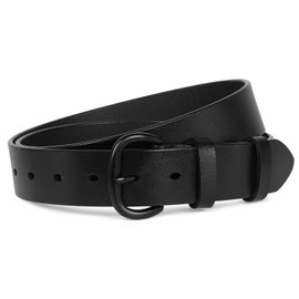 SANSTHS Women Leather Belt for Jeans Pants Dresses Black Ladies Waist Belt with Black Buckle, Black XS