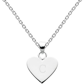 Dew Sterling Silver Heart Initial C Necklace of 45.7cm