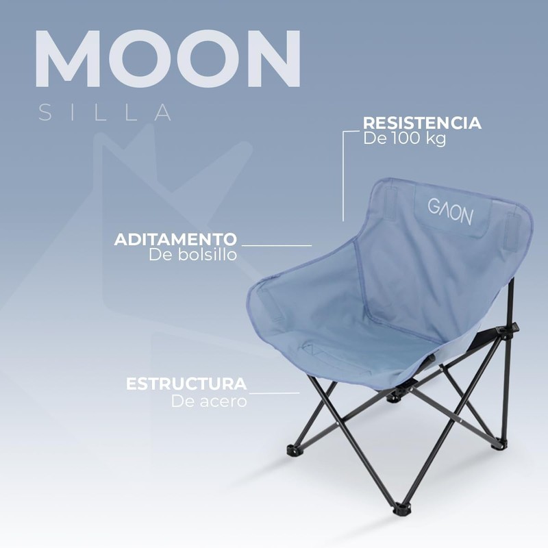 GAON. Silla Plegable para Camping y Exterior de Lona de