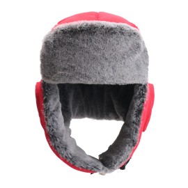 Unbranded Winter Thermal Earflap Hat Russian Ushanka Hat Fur Lined Warm Cap for Men Women - Red