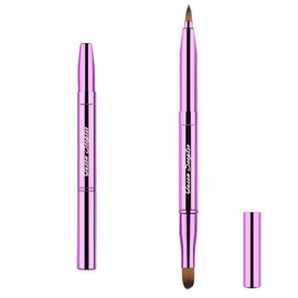 Cosmetic Brushes Lip Eye Double Sided Makeup Brush with Cap for Travel Retractable Lip Brush Eyebrow Brush Concealer Brush For Lipstick Portable Purple