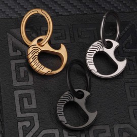 TIKIDESIGN Mini EDC Titanium Carabiner Keyring with Bottle Opener, Quick Release Mini Titanium Carabiner Key Ring, Micro Carabiner Key Holder for Men – Black