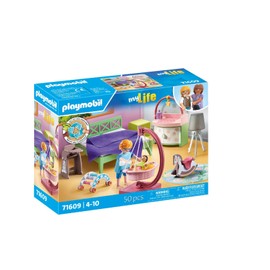 PLAYMOBIL MyLife 71609 Bedroom with Baby Play Corner and Two Figures, Made from Over 80% Recycled and Bio-Based Materials, Detailed Toy for Children from 4 Years