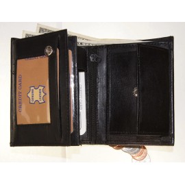 Improving Lifestyles Men's Leather Big Hipster  Bifold Trifold Wallet, Black wit