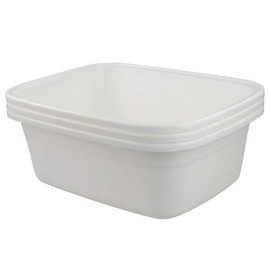 Teyyvn 18 Quart Large Plastic Dish Pan/Washbasin, Pack of 3, White