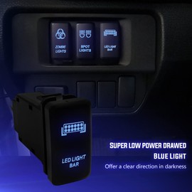 WeiSen LED Light Bar Symbol Push Switch Blue Backlight ON-Off with Connector Wire Kit Compatible with Toyota