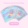 100PCS Resealable Holographic Bags, Smell Proof Bags - 5x8 Inch