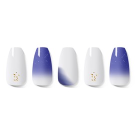 BECKYSTAR Glitter Gel Nail Stickers-1 - Salon-Quality, Long-Lasting, and Easy to Apply & Remove - Works with Any Nail Lamps - Includes 2 Prep Pads, Nail File & Wooden Stick (Night Star)