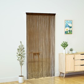 Doorway String Curtain Door Curtains,Boho Hippie Hanging Patio Tassels Screen Room Decor Bedroom Wall Window Closet Kitchen Living Room Fringe Divider Panel Laundry Room(39×110in/100×280cm, Coffee)