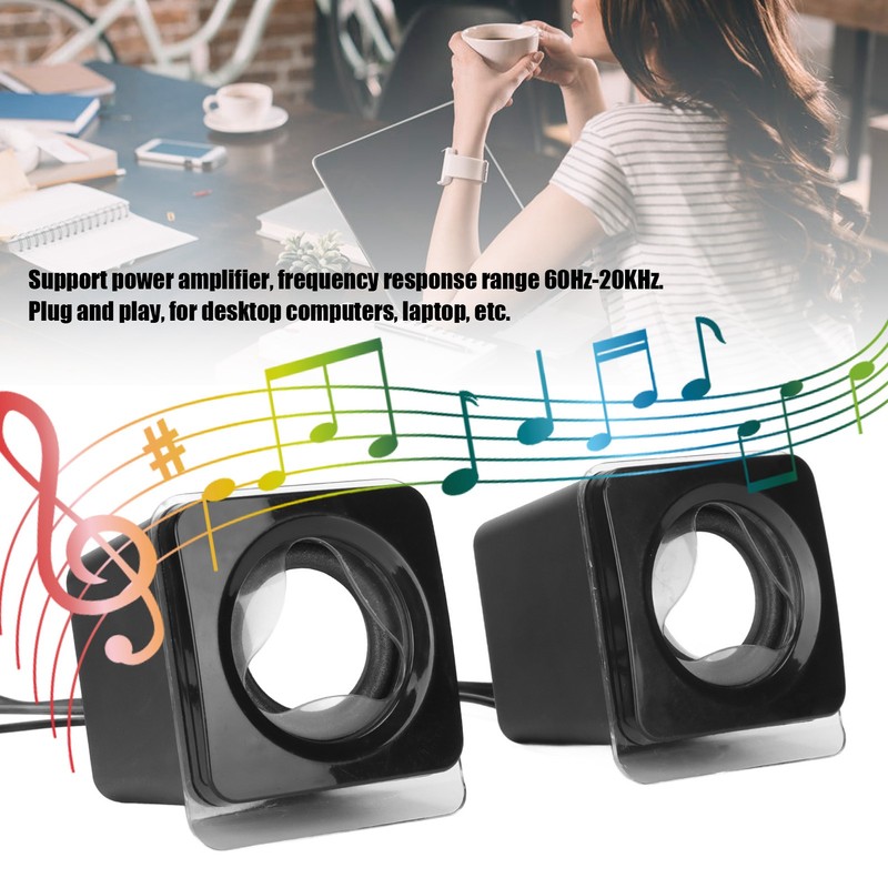 1 Pair Mini USB2.0 Speaker Computer Laptop Desktop Wired Stereo