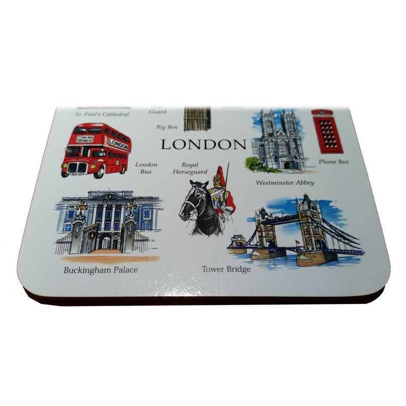 Artistic London Beverage Souvenir Coasters, Set of 4 Coasters! Artistique!
