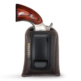 Houston Gun Holsters IWB Mini Revolvers Holster by - ECO LEATHER North American Arms Concealed Carry Soft Material | Suede Interior for Protection Fits: Short NAA-22S (Ambidextrous), Brown