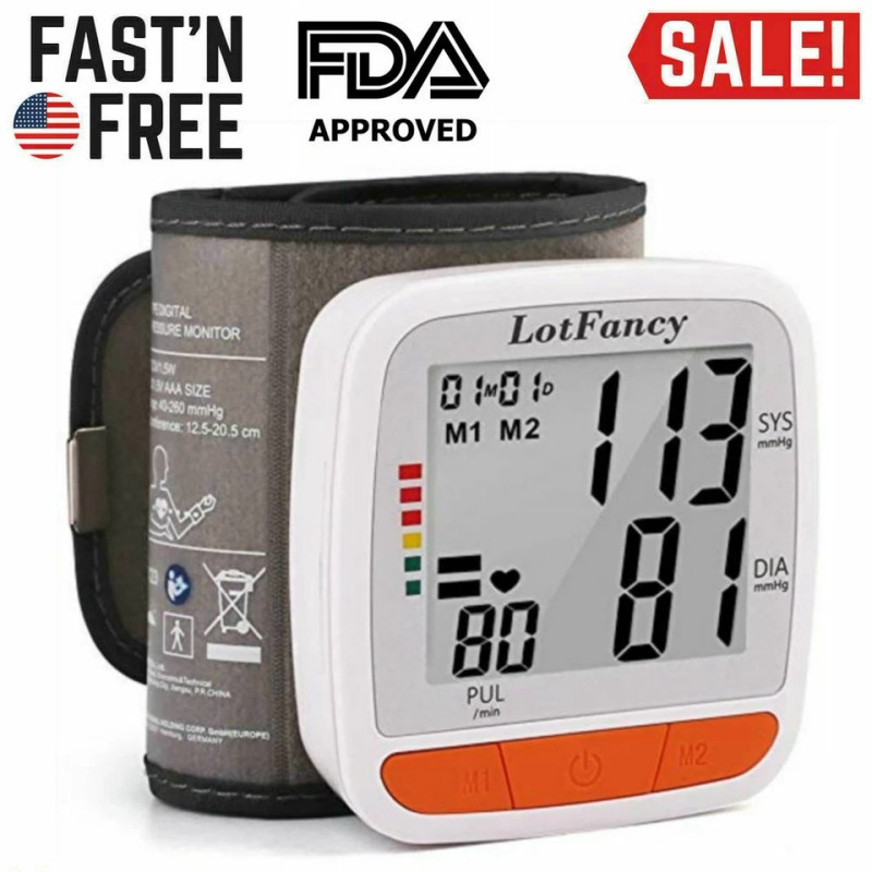 Automatic Wrist Blood Pressure Monitor BP Cuff Gauge Heart Rate