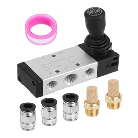 MECCANIXITY Pneumatic Valve 1/4" NPT, 5 Way 2 Position Air Solenoid Valve Manual Control Push Pull