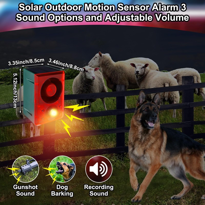 Qualirey 4 Pcs Solar Outdoor Motion Sensor Alarm with Stake
