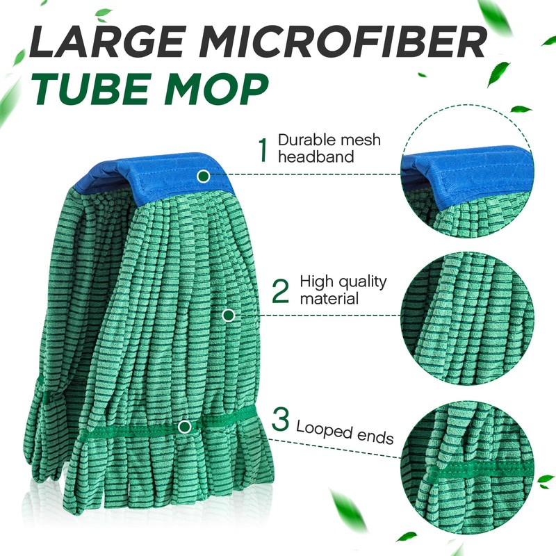 Hushee 12 Pack Large Microfiber Tube Mop Heads 18 oz