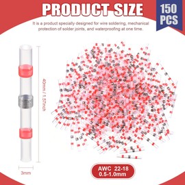 Pack of 200 Solder Connectors 26-24 AWG Seal Wire Fused Connector Hot Shrink Butt Connector Waterproof Insulated Electrical Butt Splice Wire Clamps