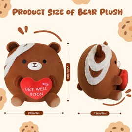 TOYSYM Get Well Soon Bear Plush, Cute Brown Bear Stuffed Animal, Soft Feel Better Gifts for Kids Women Men