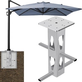 Dolibest Heavy Duty In-Ground Umbrella Base, Universal Steel Rustproof Steel Ground Umbrella Stand, Space-Saver Steel Anchor for Outdoor Offset Cantilever and Middle Pole Patio Umbrellas