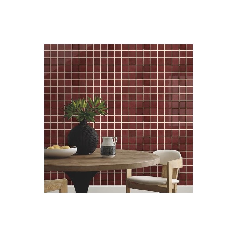 Thicker Dark Red Peel and Stick Backsplash Tiles-10 pcs of