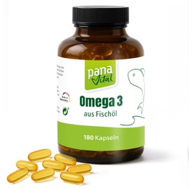 PanaVital Omega 3 Fish Oil - 3000 mg per Daily Dose - with 540 mg EPA & 360 mg DHA - High Dose with Vitamin E - 180 Capsules - Laboratory Tested, No Additives, Made from Sustainable Fish Oil