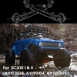 GLOBACT Aluminum 1/10 Twin I-Beam 2WD Pre-Runner Suspension Conversion Kit for Axial SCX10 I II Axles Upgrades Kit (Black)
