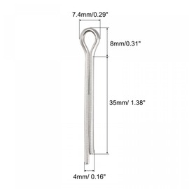 sourcing map Split Cotter Pin, 4mm x 35mm Stainless Steel Clip Fastener Fitting for Automotive, Mechanics, Silver Tone, 5Pcs