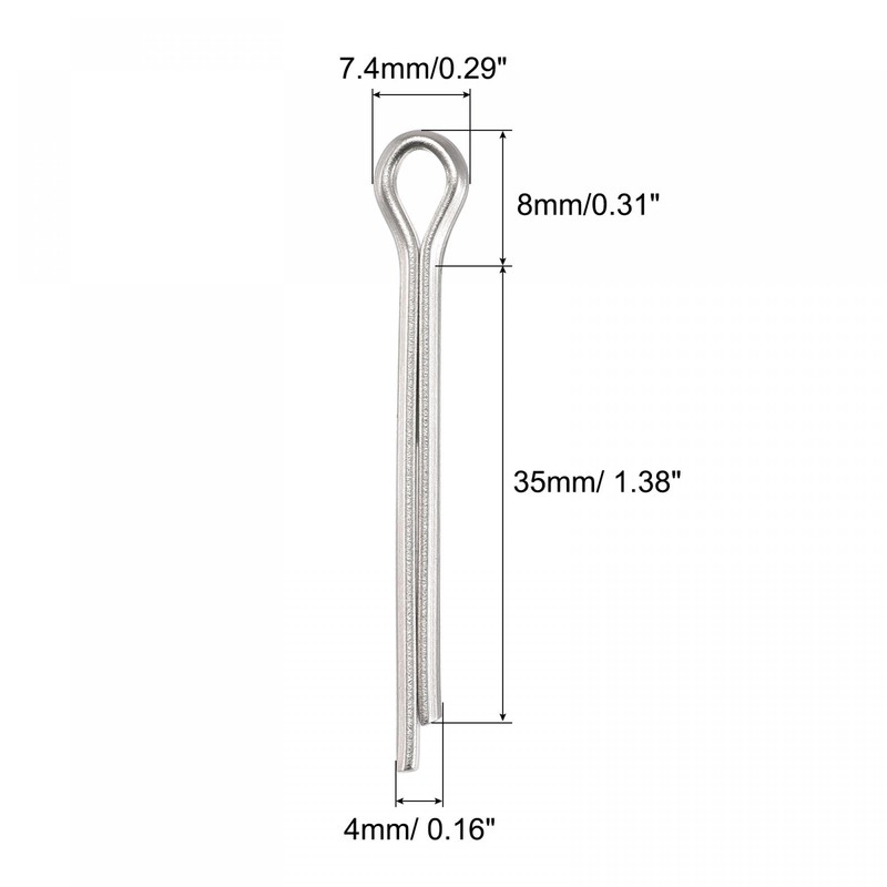 sourcing map Split Cotter Pin, 4mm x 35mm Stainless Steel