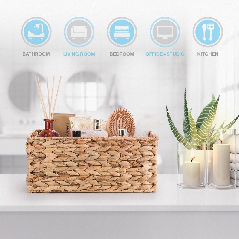 Woodluv Water Hyacinth Handwoven Shelf Storage Gift Hamper Basket -