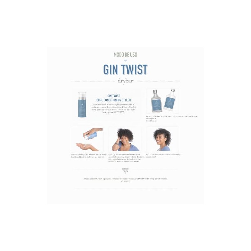Drybar Gin Twist Crema de Peinado Acondicionadora para Rizos, Color