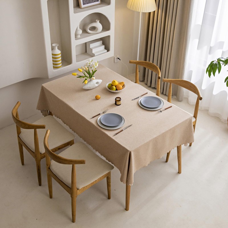 AIBIIN Rectangular Table Cloth Waterproof Spill-Proof Wipeable TableCloth Wrinkle Cotton