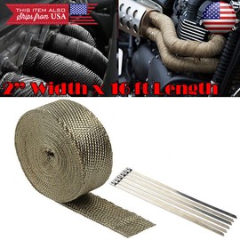 SdeelCase 2" 15ft Exhaust Header Downpipe Pipe Titanium Heat Wrap 6 Tie For Mercedes Smart