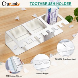 Toothbrush Holders Wall Mounted, Electric Toothbrush Holder, Stainless Steel Shower Electric Toothbrush Head Holder, Toothbrush and Toothpaste Holder, Adhesive Tooth Brushing Holder for Bathroom