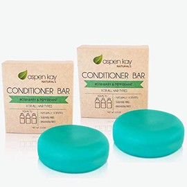 Solid Conditioner Bar, Made With Natural & Organic Ingredients, All Hair Types including frizzy hair, Sulfate-Free, Cruelty-Free & Vegan 2.3 Ounce Bar. (2-Pack Rosemary & Peppermint)