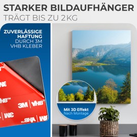 pearway PEARWAY Bilderhaken Selbstklebend extra stark I ORIGINAL 3M Kleber I Bilder Aufh?ngen ohne Bohren I Bildaufh?nger Selbstklebend fr Acrylglasbilder I Klebehaken Bilder I Bilderhalter 4x4 (4er Set)