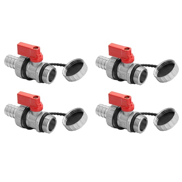 4PCS Brass Ball Valve, DN15 Brass Drain Ball Valve 1/2"