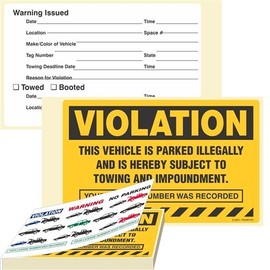 qcp VIOLATION, THIS VEHICLE IS PARKED ILLEGALLY..., 8" X 5" Labels PK2051FO-BK