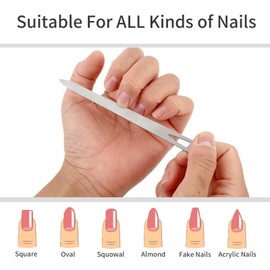 simarro Pack of 6 Nail Files for Natural Nails, Metal Nail File 5.5 Inch Stainless Steel Thin Durable Nail File with Curved Sharp Tip Double-Sided Manicure Pedicure Toenails Tools