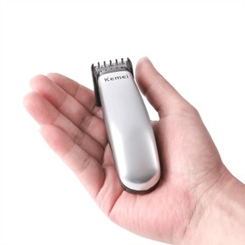KEMEI Mini Hair Trimmer Compact, Portable Cordless Clipper for Men and Women, Precision Haircut and Shaving Tool Silver, Battery Powered and Travel Friendly