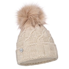 EliMeli 17528 Women's Winter Warm Knitted Hat with Bobble Slouch Knitted Beanie Hat for Winter Made in EU Colours, beige