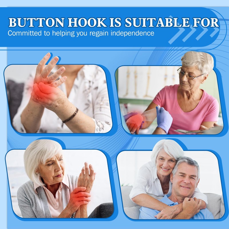 NINEMAX Button Hook Assist Tool with Zipper Pull for Seniors,