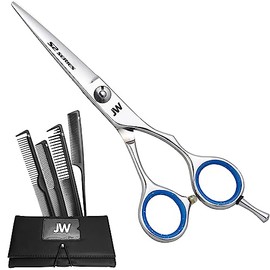 JW S2 Professional Hair Shear & 4 Pcs. Professional Carbon Comb Set (5.0" Right Hand)