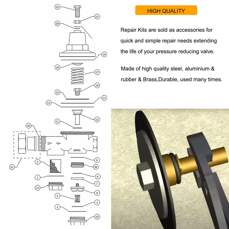 RK1-600XL Repair Kits compatible with 1" Model 600XL Pressure Reducing